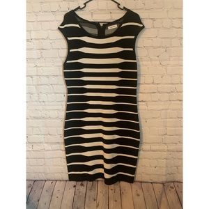 Calvin Klein-Thick Stretch-knit Dress-Large-White/Black